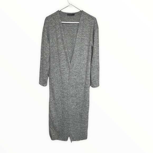Nasty Gal Sweaters - Nasty Gal Grey Heathered Longline Maxi Cardigan - Size 4